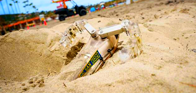 Schildpad robot kan door zand